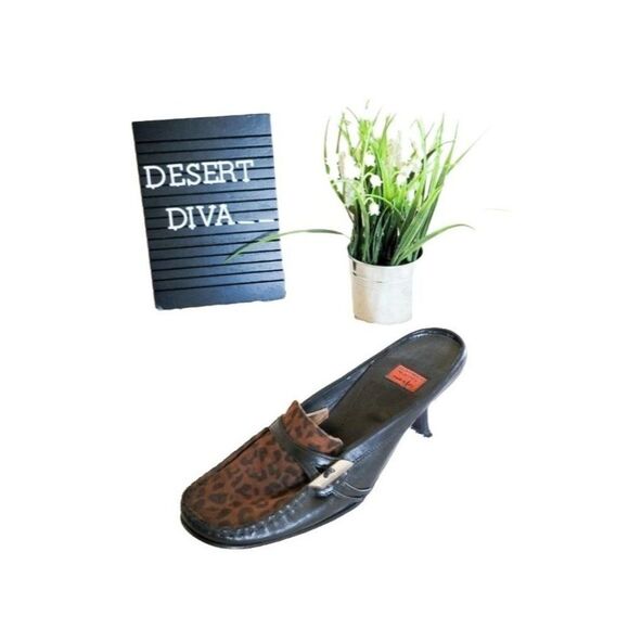 Goffredo Fantini Womens Shoes Leopard Print 36 Mules Genuine Italian Leather - Picture 9 of 9